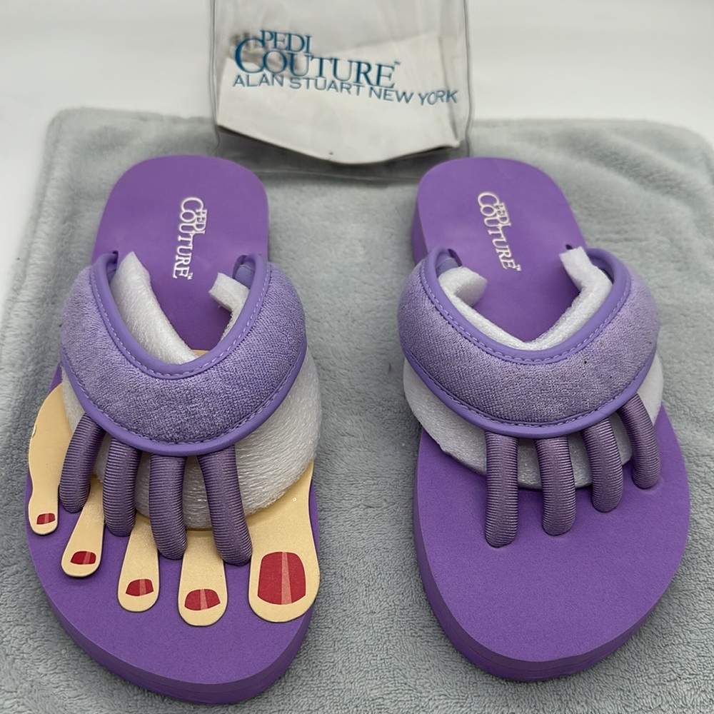 Pedi Couture Alan Stuart New York Spa Sandals Size S — Pastel Lilac Purple - Picture 2 of 7